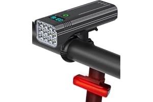 Enkifun Luci Bicicletta LED Ricaricabili USB, 2023 Aggiornamento 6/8 LED 6000/8000 Lumen Fanali Bicicletta LED Super Bright 5+5 Modalità Luce Bicicletta IPX5 Impermeabile Display LCD USB Ricaricabile