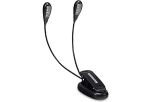 Showlite Bright Light 8 LED Notenpultleuchte (8 sehr helle Hochleistungs-LEDs, 2 Schwanenhälse zur optimalen Positionierung, starke Klemme für sicheren Halt, besonders gleichmäßige Ausleuchtung)