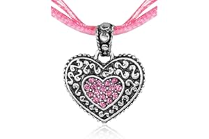 TRACHTENLAND Kinder Trachten Halskette kariert mit Herz Anhänger - Süßer Schmuck für Mädchen zu Dirndl und Kleidern