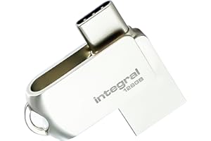 Integral Unidad Flash 128GB 360-Dual USB 3.2 Gen 1 Tipo A & USB-C - Transferencias de 5Gbps - Plug & Play - Compatible con PC, portátil, Smartphones, iPhone 15/16, MacBook Pro/Air y iPad Pro