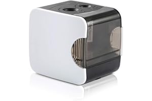 CyanCloud Electric Pencil Sharpener, Double Hole Rechargeable Automatic Pencil Sharpener, Battery or USB Powered for Kids, Artist, and Student(White)