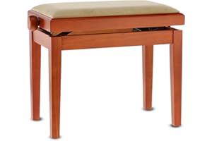 Banc de piano GEWA Deluxe, bois massif, réglable en hauteur, cerisier mat