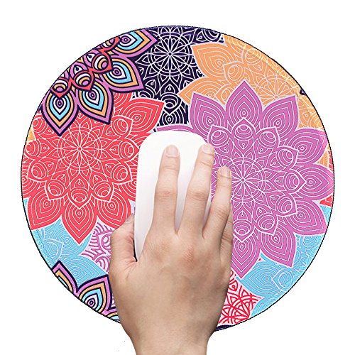 Gaming Mauspad(250 x 250 x 3 mm) ,Lizimandu Silent Designer Runde Round Mousemat /Standard Size mit Anti-Rutsch-Leder-Runde Double Sided Durchmesser 25 cm für alle gängigen Mouse-Typen(Bunte Klamotten/Colorful Gear) - 2
