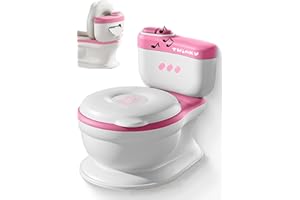 Twinky® Töpfchen – 3-in-1 Potty Trainer & Kindertoilette für Baby Toilette Inkl Spülklang, kompaktes Design, Musik und Rollenhalter – perfekter Toilettensitz für Kinder – Rosa