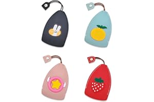 AdiStylinno Car Key Case, 4Pcs Pull Out Key Pouch, PU Leather Car Key Holder, Cute Creative Key Cover Portable Key Wallet for Men and Women