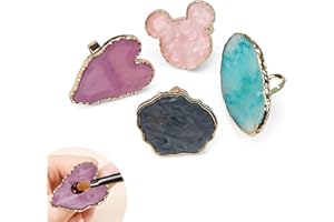 Harz Nail Art Palette, LNSYSNS 4 Stück Harz Achatstück Maniküre Gemalt Palette, mit Goldrand, Verstellbares Design, Geeignet für Nagelstudios, Einzelpersonen oder Familien