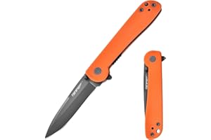 TONIFE Rising Star Klappmesser Outdoor Messer mit Taschenclip, 8Cr14MoV Klinge und G10 Griff für Kleine Messer Camping Messer (Orange + Grau Titan)