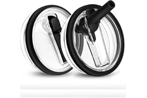 DEVANTIA Wymienne pokrywki do kubków Stanley, 2 sztuki, 30 uncji, ze słomką typu flip-up, szczelne, wielokrotnego użytku, czarne