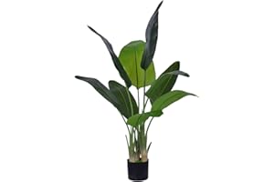 HMS HAPPY MEMORIES Artificial Bird of Paradise Plant Fake Tropical Palm Tree for Indoor Outdoor, Perfect Faux Plants for Home Garden Office Store Decoration (Bird of Paradise 120cm)