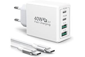 AIONEUS Chargeur USB C, 40W USBC Chargeur Rapide iPhone Charge et 2M Cable USB C Prise Type C Chargeur Adaptateur Universel pour iPhone 15 Pro max/13/14/12/11,Samsung Galaxy S24/S23/S22/S21/A15,iPad,AirPods
