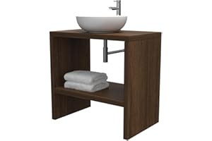 VE.CA.s.r.l. Mobiletto Bagno a Terra - Mensola lavabo portaoggetti, Anche su Misura, in 9 Diverse colorazioni Design 100% Made in Italy, per Bagno e lavabi d'appoggio (Wengè, L80 - P50 - H78 cm)