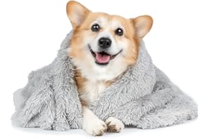 AEYAKA Couverture pour Chien et Chat Douce et Moelleuse – Plaid Double Face en Fausse Fourrure Lavable, Couverture Chaude et Douillette pour Animaux, Canapé ou Lit, Gris 56×36 cm