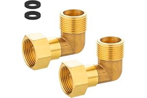 PARFCO 2 Pièces Laiton Coude 90, Coudes en Laiton, 3/4 Pouce Coude D'angle de Tuyau, DN20 Coudes 90° Laitons, avec Joint Silicone pour Installations D'eau et de Chauffage