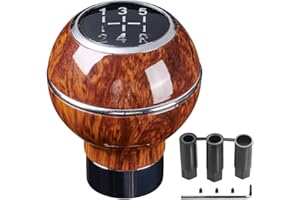 XhuangTech Wood Grain Gear Shift Knob, 5 Speed Universal Round Aluminium Alloy Shift Lever, Car Interior Accessories Fit for Most Manual Transmission Vehicle with 3 Rubber Adapters M8 M10 M12 (Silver)
