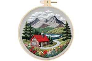 Huacan Embroidery Kits for Beginners, DIY Embroidery Starter Kit with Instruction (Village)