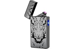 ‎LCFUN LcFun Feuerzeug Elektrisch Lichtbogen Feuerzeug USB Aufladbar Elektrisches Plasma Feuerzeug Sturmfeuerzeug Elektro Winddicht Arc Lighter Wiederaufladbar für Kerzen Küche (Schwarzer Tiger)