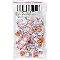 50 Stück Wago 221-412 Verbindungsklemme 2 Leiter mit Betätigungshebel 0,2-4 qmm kleine Bauform, transparent