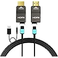 RUIPRO 8K Detachable Pure Fiber Optic Armored HDMI 2.1 Cable 3FT, Ultra High Speed 48Gbps, Support 8K@60Hz 4K@120Hz, Dynamic HDR, eARC, Compatible with PS5/Xbox/HDTV/Blu-ray/Monitor/Projector