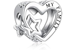 Alstiva Familie Freundschaft Liebe 925 Sterling Silber 5A Zirkonia Charm Anhänger für Armband Charm Bead Pendant für Europäische Armbänder Halsketten Schmuck Geschenk für Damen Frauen