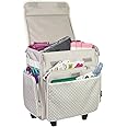 Everything Mary Collapsible Rolling Craft Bag, Tan - Wheeled Scrapbook Tote for Scrapbooking & Art - Travel Organizer Storage Bin for Paper, Glue, Tape - Roller Cart for Teachers & Medical