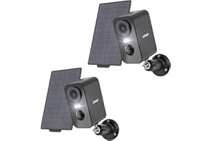 ieGeek 2K Caméra Surveillance WiFi Exterieure sans Fil Solaire, Vision Nocturne Couleur, AI Détection Mouvement, Audio Bidirectionnel, Alexa/IP65 (Noir-2pcs)