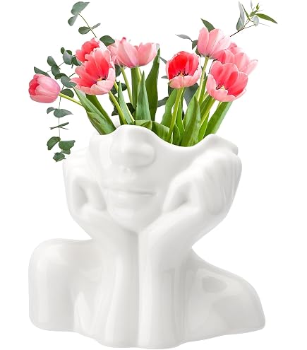 Jarrón De Cerámica Rosa Estilo Nórdico - 12x18 Cm, Moderno, Con Depósito De Agua, Para Decoración Y Flores
