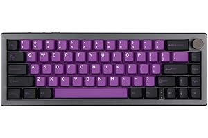 EPOMAKER EK68 Clavier Mécanique SansFil/Bluetooth/USB-C. Clavier 65% avec Batterie 3000mAh, Bouton de Volume, RGB, HotSwap, pour Gaming/Bureau/PC/Mac/Linux ((US) Pourpre Noir, Budgerigar Switch)