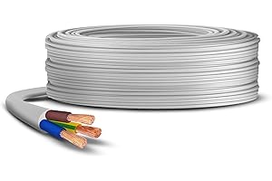 Primes DIY 3 Core Round White Flex Flexible Cable, stranded electrical copper wire, Insulated Flexible PVC Wire, Stranded Wire High Temperature Resistance, 3182Y BASEC Approved 1.5mm(3 Meter)