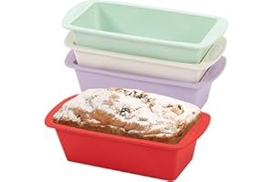 Vinuwu 4 Pièces Moule a Cake, Moule Gateau Silicone Patisserie Petit, 19x8x6cm Antiadhésif Moules Rectangulaire pour Gâteaux, Pain de Mie, Financiers, Accessoires Air Fryer, Ustensiles à Pâtisserie