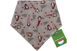 DIMPLES - SEW HAPPY Dimples Bandana pour Chien - Le Pays des Merveilles d'hiver Rouge-Foulard pour Petits Chiens et Chats de Taille Moyenne et Grande - Bandana Chiot à la Main - Cadeau de Noel pour Chien 40cm