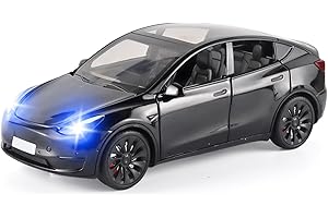 TOPRON Tesla Model Y 1:32 Maßstab Modellauto,Druckguss-Legierung Elektronisches Spielzeug mit Rückziehfunktion, mit Lichtern und Musik, Mini-Fahrzeugspielzeug als Geschenk für Kinder(Schwarz)