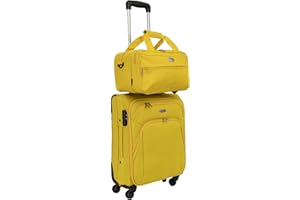 CABIN GO CABIN 5550 Set da 2 Valigie Trolley Leggero con Bagaglio a mano Borsone Piccolo Cabin Size – Trolley morbido con ruote girevoli 55x40x20 e Bagaglio a Mano 40x25x20