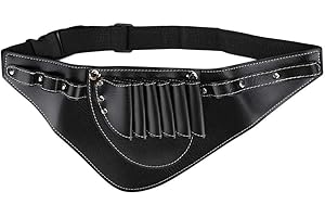 WYTINO Fondina per forbici da parrucchiere, borsa per cesoie per barbiere in pelle PU con cintura a tracolla in vita, cesoie per parrucchiere Strumenti per pettine(Nero)