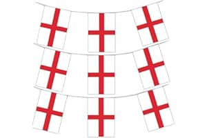GrassVillage MEGA VALUE 24 Flags Quality England St George flag Bunting 10m/30 FEET Party Decoration Bunting Banner for World Cup or Party Decoration