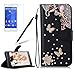 Produktbild Girlyard für Xperia XA1 Diamant Lederhülle, Bling Glitzer DIY Crystal Schutzhülle Luxus Premium PU Flip Case mit Lanyard Strap Standfunktion Kartenfach Magnetverschluss Etui für Sony Xperia XA1 Rosa Libelle Schmetterling Blume
