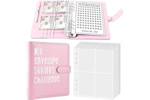 NyaSaa Budget Plan,100 Envelope Challenge Binder Budget A5 Cash Budget Savings Binder Envelopes Saving Challenge Binder Money Saving Envelope Planner For Kids Adults School Office (Pink No Pen)