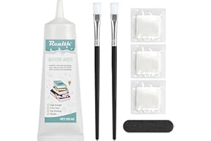 REALTH Colle à Livres, 100ml Livre Reliure Colle, Forte,étanche, Transparent Adhésif Colle pour Reliure Livre et Réparation de Livres,Scrapbooking,Artisanat Papier,Collage Artisanat Bricolage