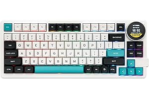MechLands Feker K75 Lite - Tastiera meccanica Gasket con schermo e pulsante, tastiera hot swappable Creamy Keyboard, USB-C/BT5.0/2.4G, tastiera wireless da gioco con batteria da 5000 mAh, RGB per