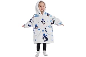 JOREAY Kids Oversized Blanket Hoodie, Little Girls Boys Snuggle Fleece Hooded Wearable Blanket, Fluffy Giant Sweatshirt for Toddler
