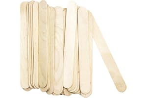 ANTETOK Palitos naturales para manualidades, 20 cm de longitud, acabado de madera, depresores de lengua, palitos de madera de abedul, palitos de helado, 50 unidades