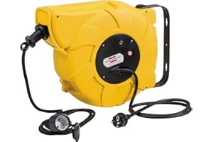 Brennenstuhl Kabeltrommel Automatik IP44 / Automatischer Kabelaufroller für aussen (16+2m Kabel, für Wand- und Deckenmontage, IP44) gelb