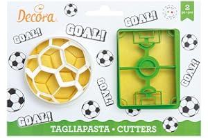DECORA, Kit de Cortadores de Fútbol, Molde de Balón + Molde de Campo de Fútbol, 2 Piezas, Verde, Plástico, Pulido, Juego de Cortadores de Fútbol