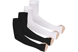 Ouligay 4 pary rękawów chłodzących z ochroną przed promieniowaniem UV, rękaw kompresyjny, UPF 50, rękawy przeciwsłoneczne z otworem na kciuk, osłona tatuażu, sportowy rękaw do jazdy na rowerze, jazdy,