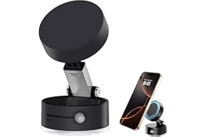 DUEDUE Soporte Magnético de Succión al Vacío, Soporte Magnético para Teléfono Móvil, Plegable y Retráctil, con Ventosa, Soporte Magnético Universal para Teléfono móvil para Coche, Gimnasio, Negro