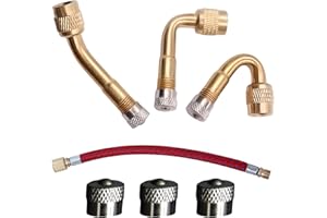 TenaLucy 7 Pezzi Extensions de Valve,Prolunga Valvola Pneumatici Estensione della Valvola Estensione Valvola in Rame Valvole di Estensione,per Auto,Moto,Bicicletta,Scooter(45°90°135°)