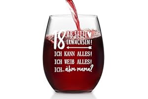 Joymaking Weinglas Geschenke zum 18. Geburtstag – Ab Jetzt Erwachsen, 18. Geburtstag Mädchen Junge Geschenk 18 Geburtstag, Coole Geschenkideen 18 Geburtstag, 18 Geburtstag Geschenk 18. Geburtstag Deko