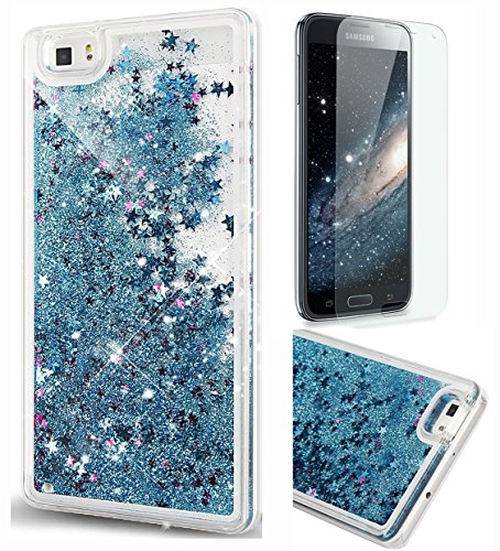 Preisvergleich Produktbild Nnopbeclik Huawei P8 Lite Hülle 3D Flüssigkeit Schutzhülle Transparent Durchsichtige Handytasche Glänzend Glitzer Star Sterne Fließen Flüssig Flüssigkeit Handyhülle Handy Hülle Case Tasche Crystal Case Durchsichtig Schutzhülle Etui Bumper Für Huawei P8 Lite + 1x Display Schutzfolie Folie