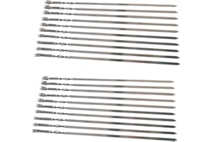 Rukauf. 20 pinchos para barbacoa de acero inoxidable de 60 cm – 1 cm de ancho – sólidos 2 mm de grosor/grosor