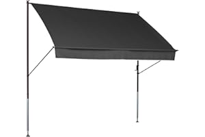 ANGERER FREIZEITMÖBEL GMBH Angerer Klemmmarkise Style mit Handkurbel, Terrasse/Balkon, einfache Montage ohne Bohren, Made in Germany, hochwertiger Stoff, UV-beständig, höhenverstellbar, wasserabweisend, 200 cm Dunkelgrau