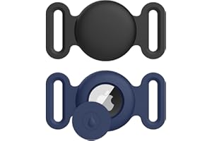 OUMIDA AirTag Cane & Gatti Collare per Apple,2 Pezzi Porta Air Tag Animale Cover Protettiva GPS Tracking Finder Accessories Anti-perso Custodia Impermeabile (Nero+Blu,Medio)